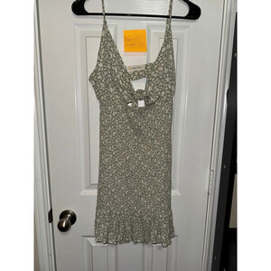 Women's Ocean Drive Green Floral Tie Front Mini Dress L​